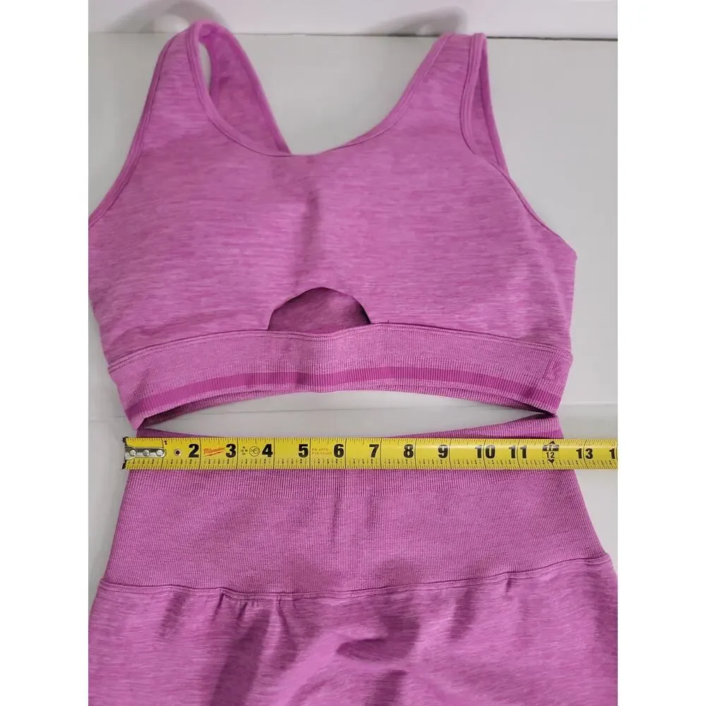 Buffbunny Activewear Matching Set SZ Large Leggings Sport Bra Pink